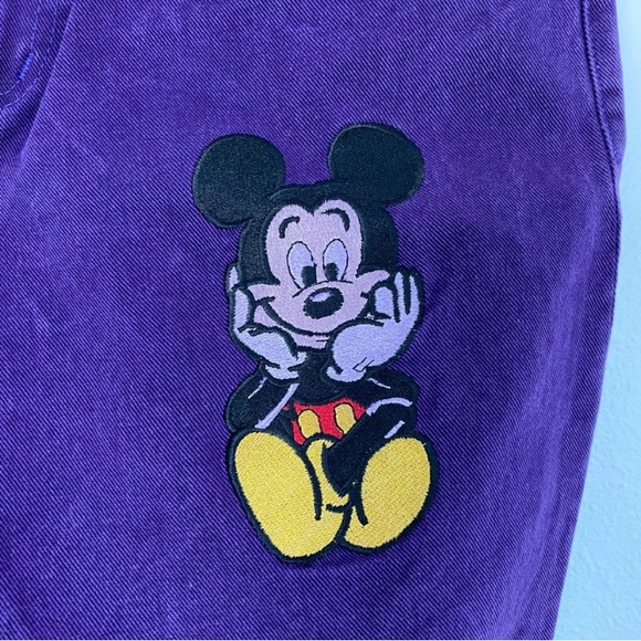 Vintage 90's Disney High Waist Mom Shorts Purple Embroidered Mickey Mouse XL - Picture 3 of 6